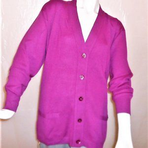 BALLANTYNE LONG KNIT JACKET 100% WOOL MERINO WITH POCKETS MADE-IN-SCOTLAND
